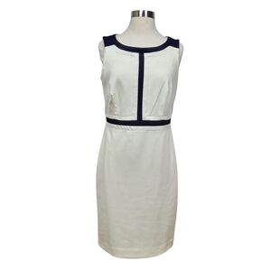 Charter Club Sleeveless Ivory White Office Sheath Dress w/ Black Trim Size 6